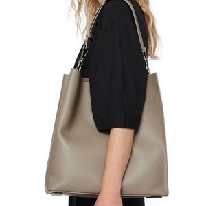 NWT AllSaints Captain leather bag in sand/beige